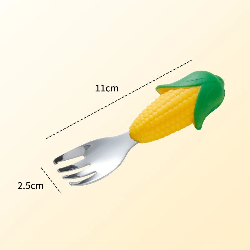 Cute Corn 304 Stainless Steel Silica Gel Spoon Fork 1 Piece