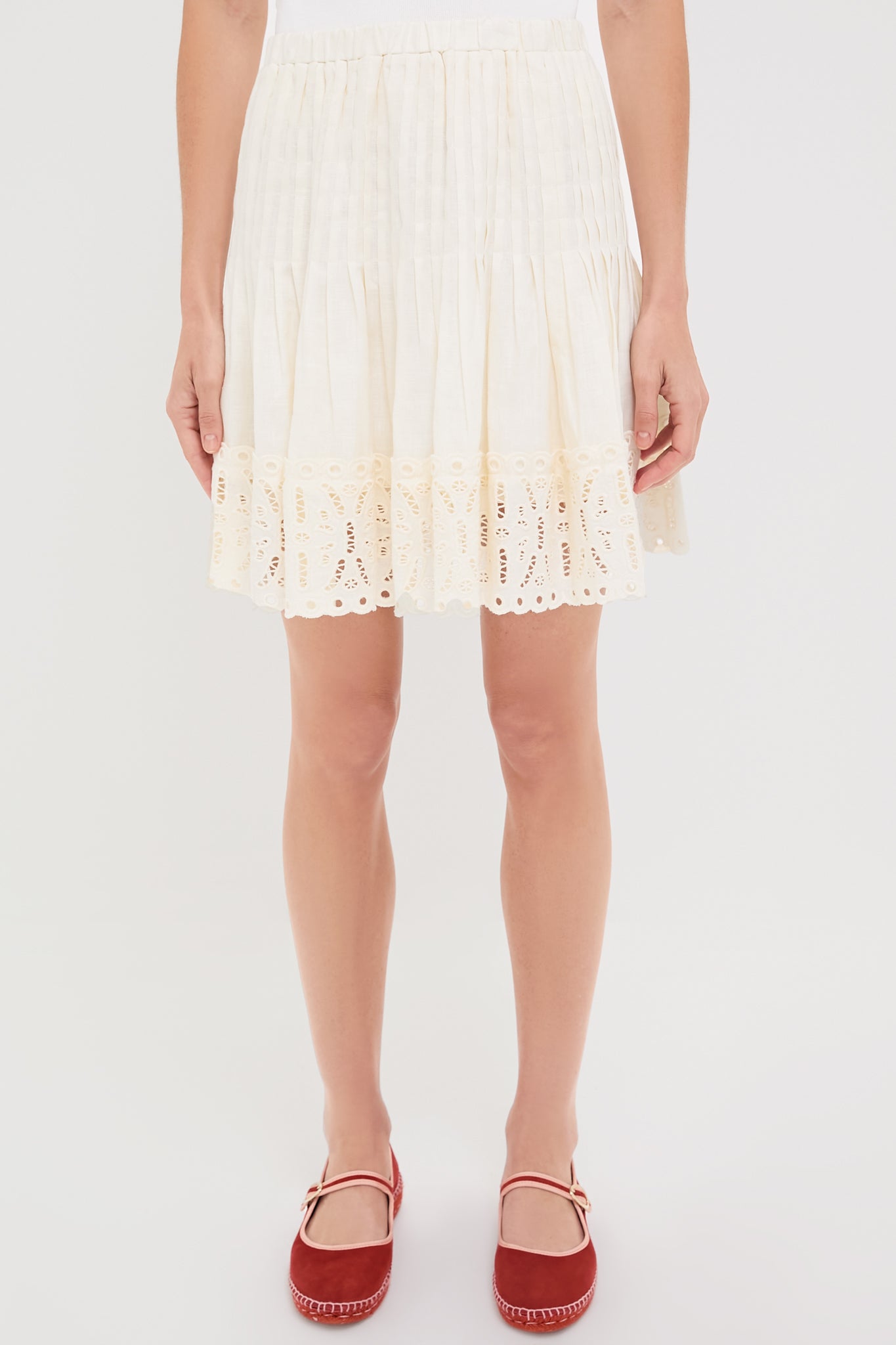 White Linen Eyelet Adele Skirt