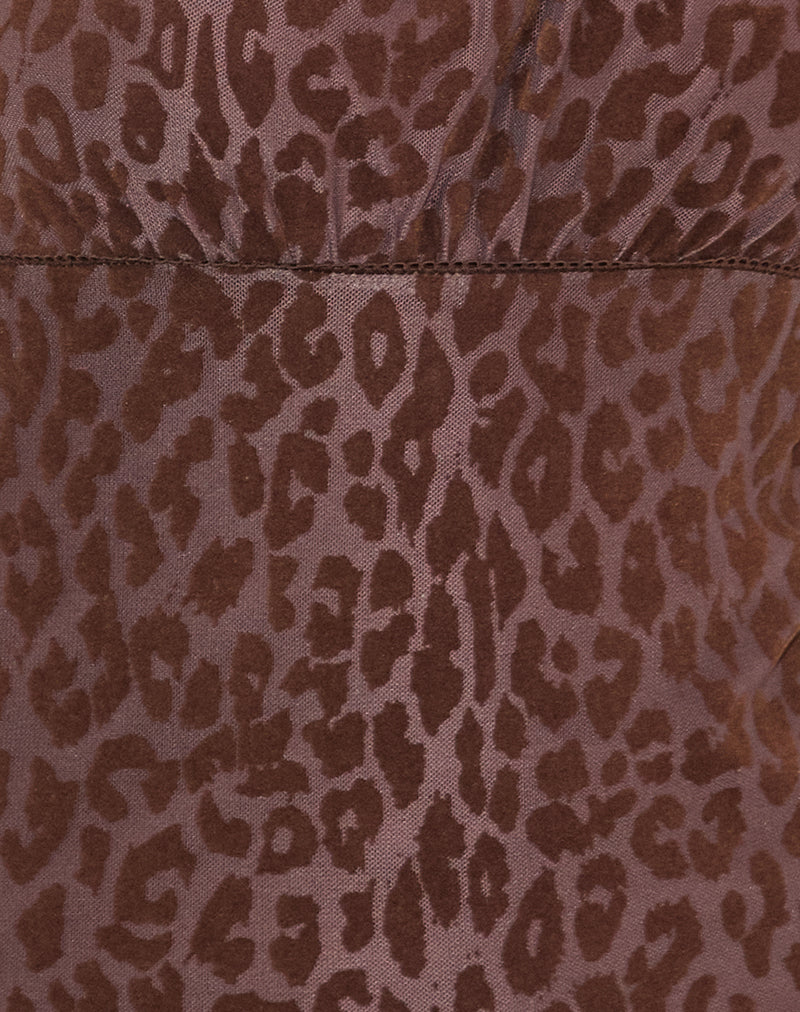 Darsih Maxi Dress in Rar Leopard Flock Chocolate