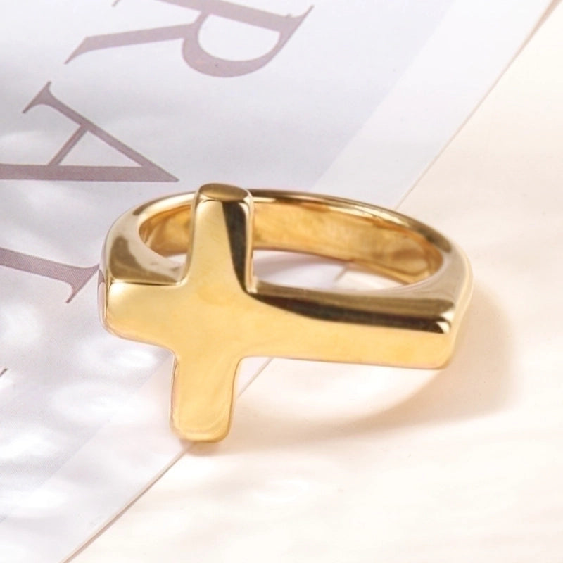 Titanium Steel Minimalist Cross Plating Rings