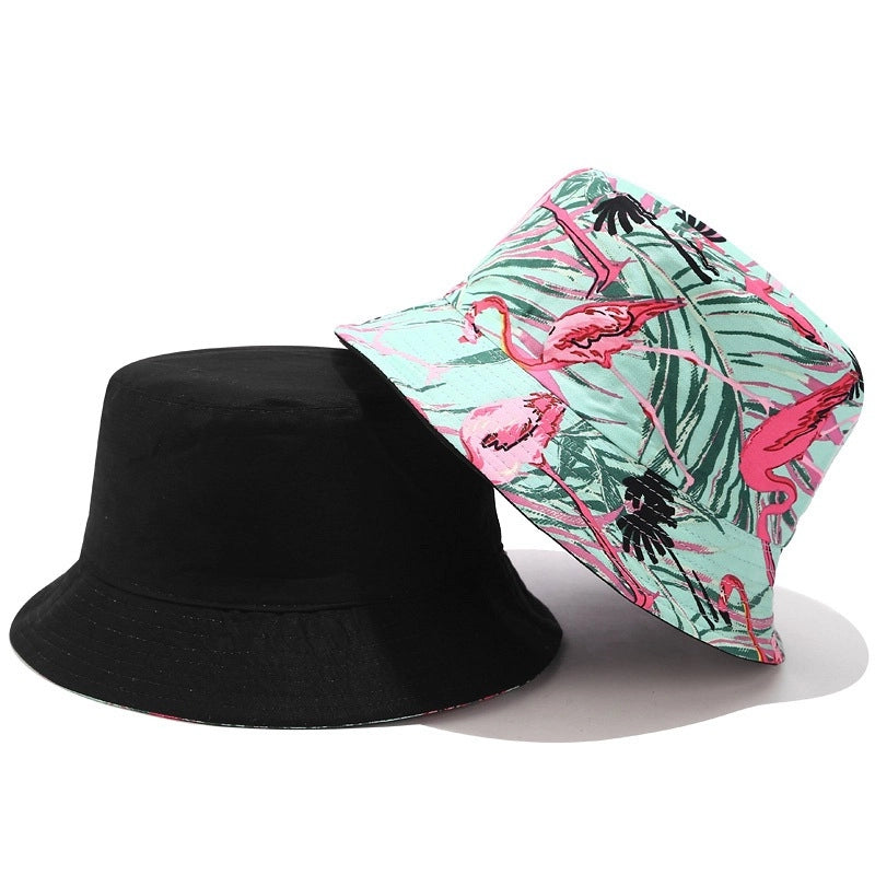 Women's Minimalist Flower Printing Flat Eaves Bucket Hat