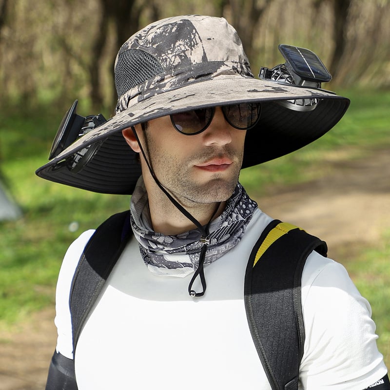 🔥LAST DAY 49% OFF🔥- Wide Brim Solar Fan Outdoor Fishing Hat-Solar & USB Charging