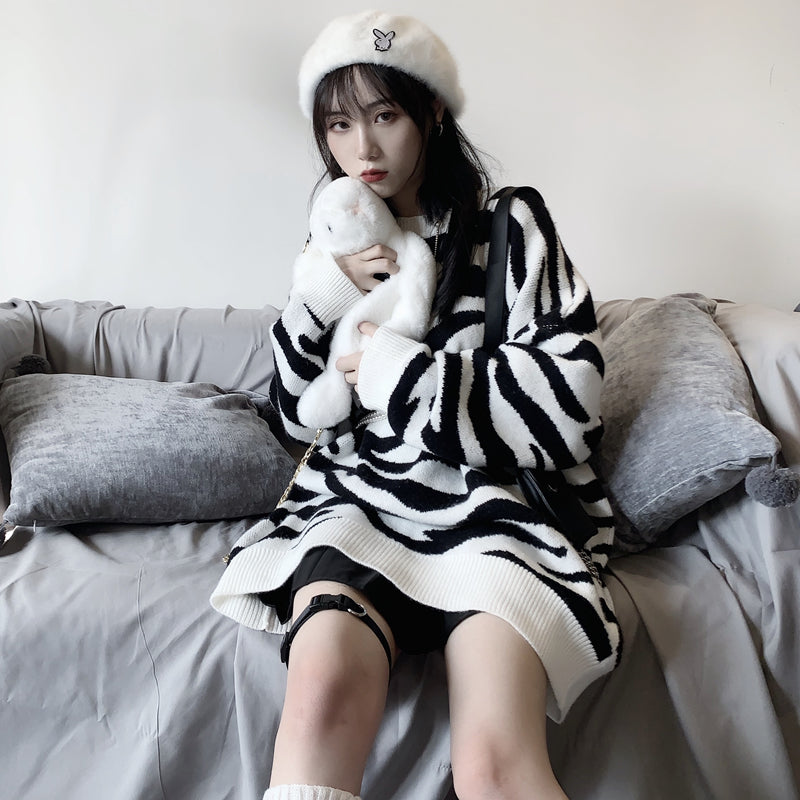 unzzy zebra print sweater KF50038