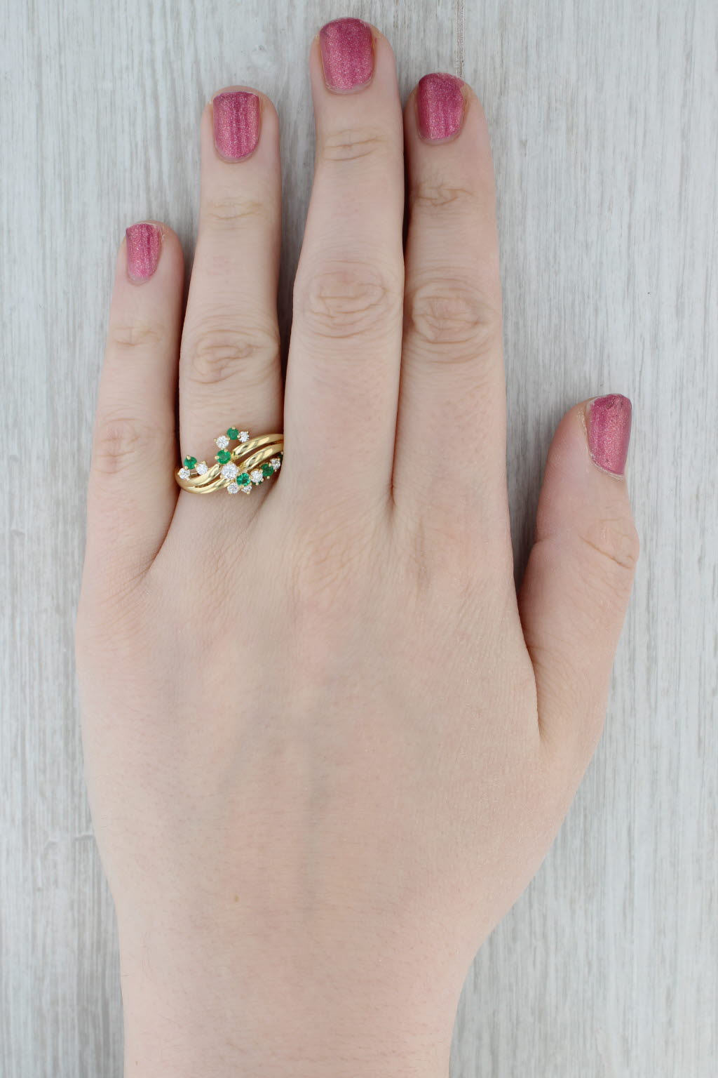 Kurt Wayne 0.82ctw Emerald Diamond Ring 18k Yellow Gold Size 8