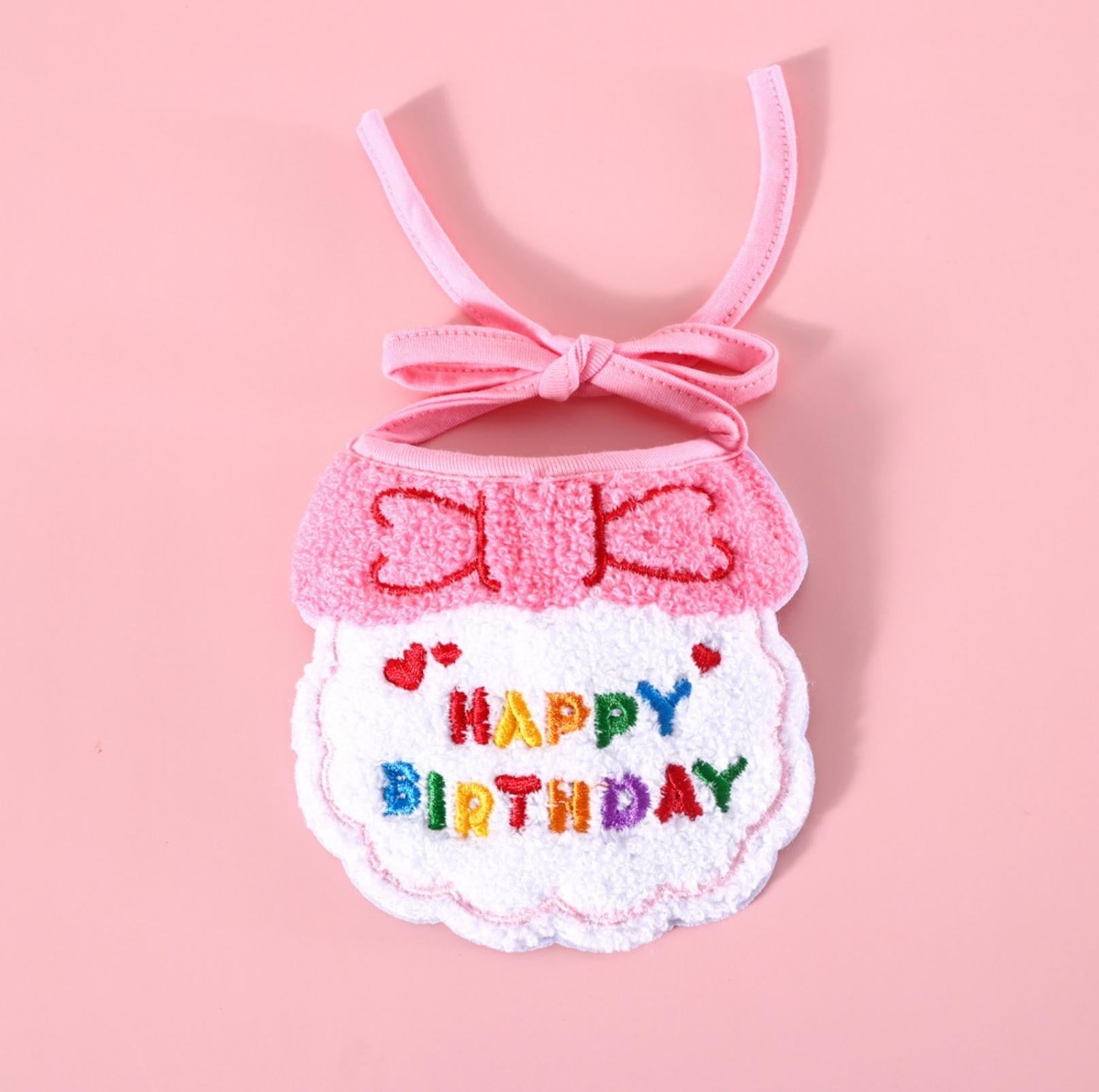 Pet Birthday Ensemble - Embroidered Accessory with Bowtie