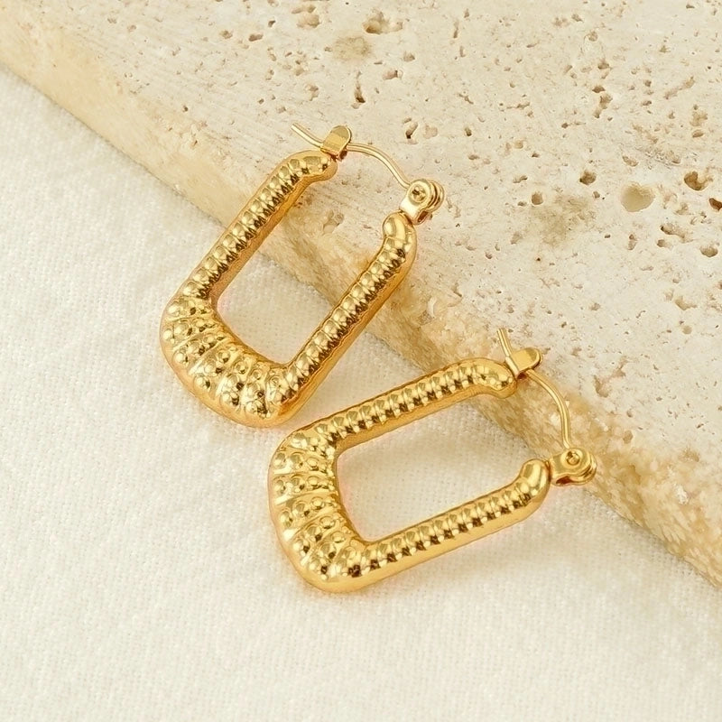 1 Piece Vintage Style U Shape Semicircle Round Polishing Plating Stainless Steel Titanium Steel Titanium Steel 18K Gold Plated Ear Studs