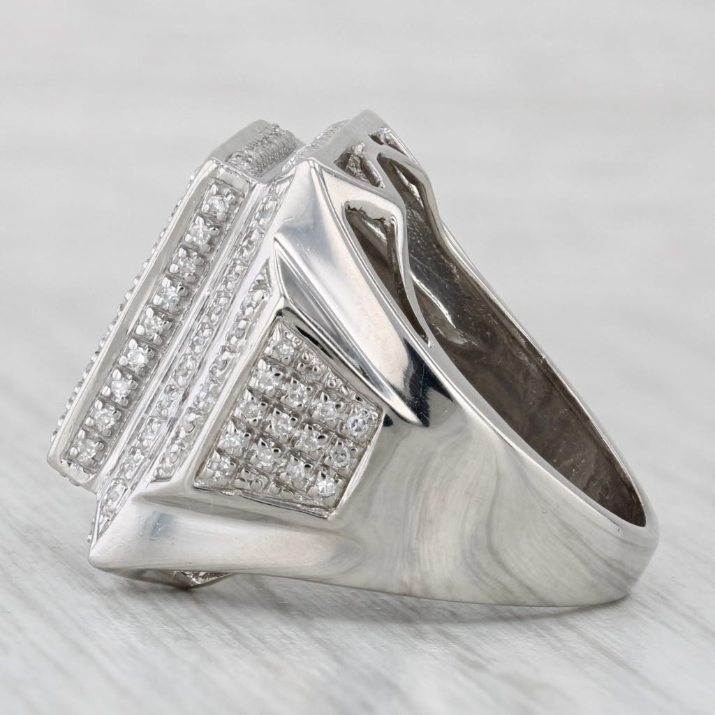 0.50ctw Pave Diamond Halo Ring 10k White Gold Size 7.5