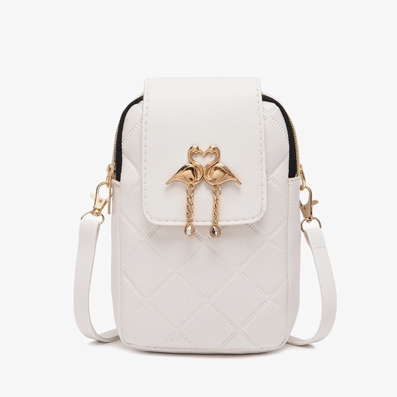 Women's Small Pu Leather Solid Color Basic Streetwear Square Zipper Buckle Shoulder Bag Phone Wallets Crossbody Bag
