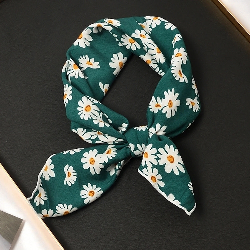 Women's Sweet Flower Cotton Silk Scarf