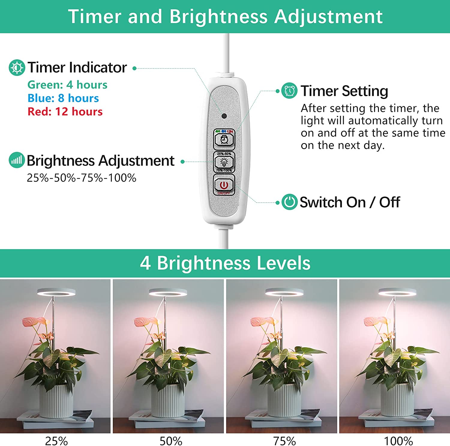 Full Spectrum Plant Grow Light - Height Adjustable