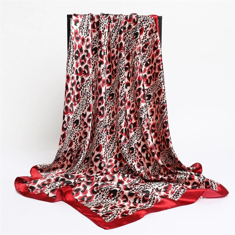 Women's Lady Minimalist Streetwear Leopard Polyester Satin Kerchief