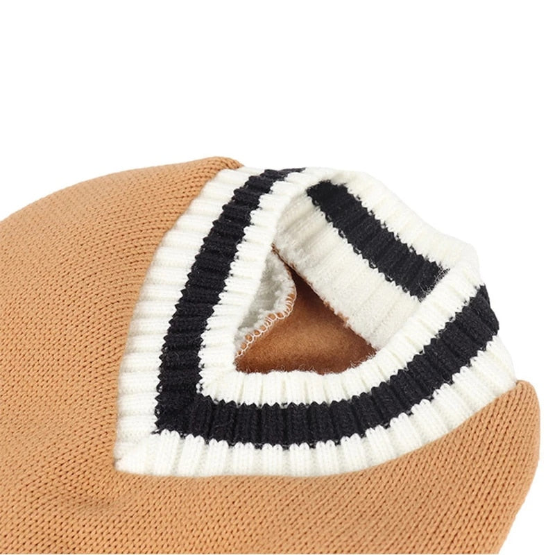 V-neck Striped Knit Vest For Dog Cat