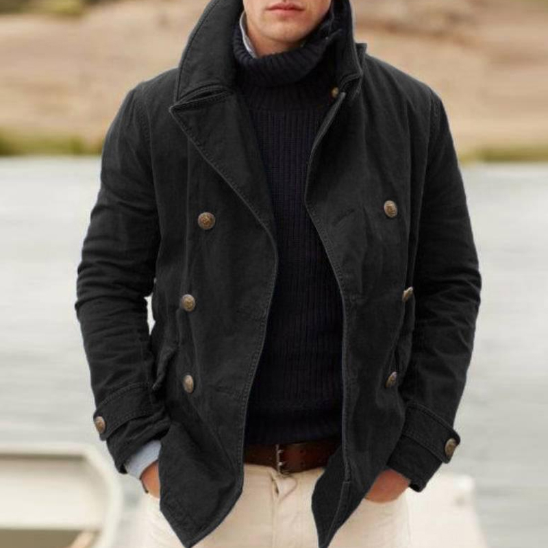 Casual Fashion Men's Single Breasted Cotton Long Sleeve Jacket