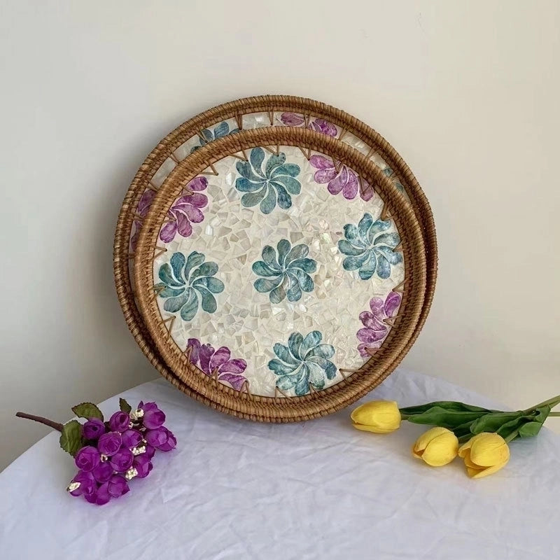 Pastoral Flower Grass Shell Fruit Plate