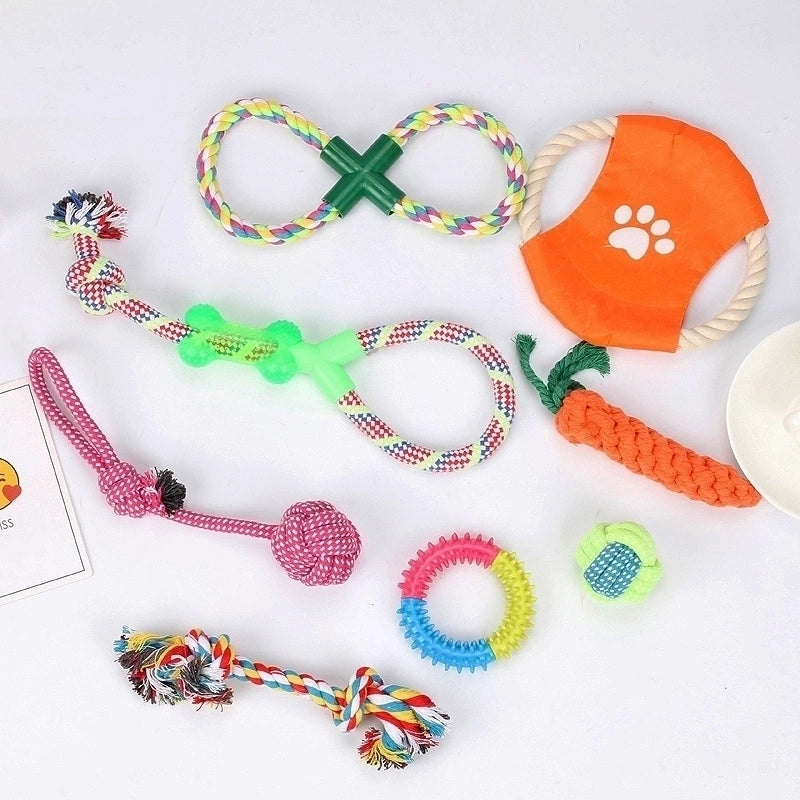 Simple Cotton Rope Knot Molar Pet Toy 10 Piece Set