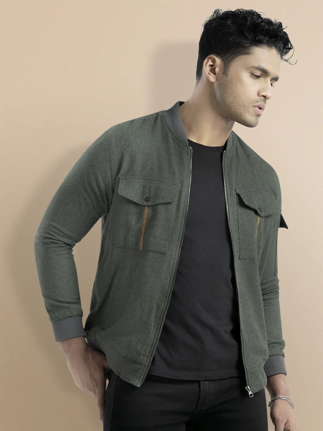 Men's Casual in Olive Bomber Jacket