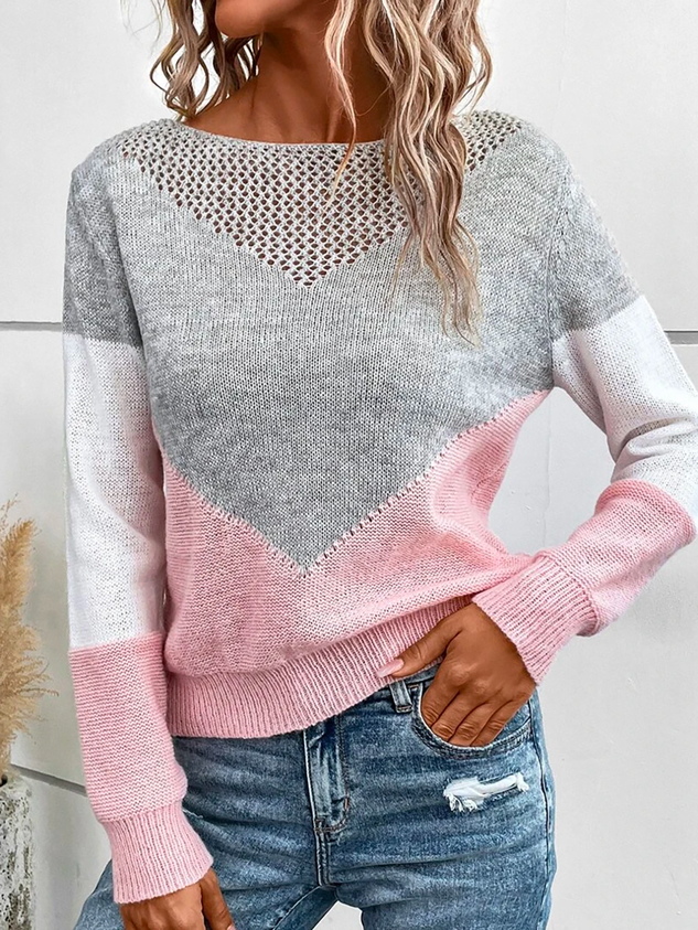 Loose Casual Color Block Sweater