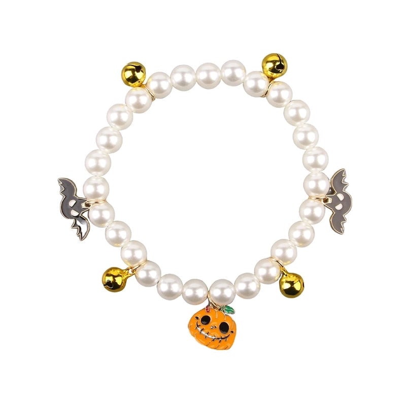 Cute Funny Imitation Pearl Halloween Pumpkin Ghost Beaded Pet Collar
