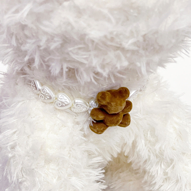 Bear Decor Pearl Dog Cat Necklace