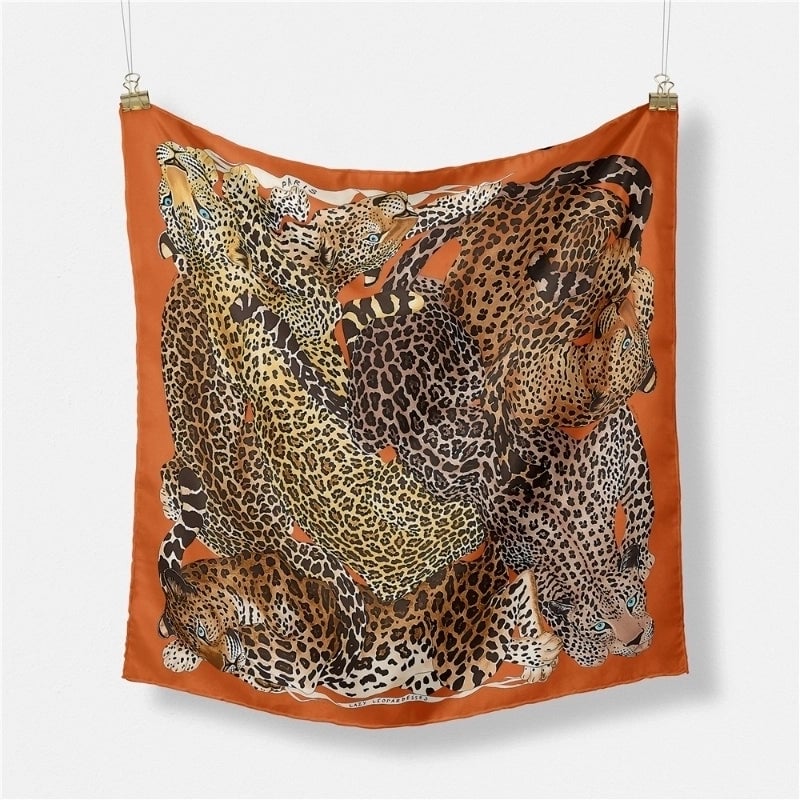 53cm New Leopard Print Twill Decorative Small Square Scarf Silk Scarf