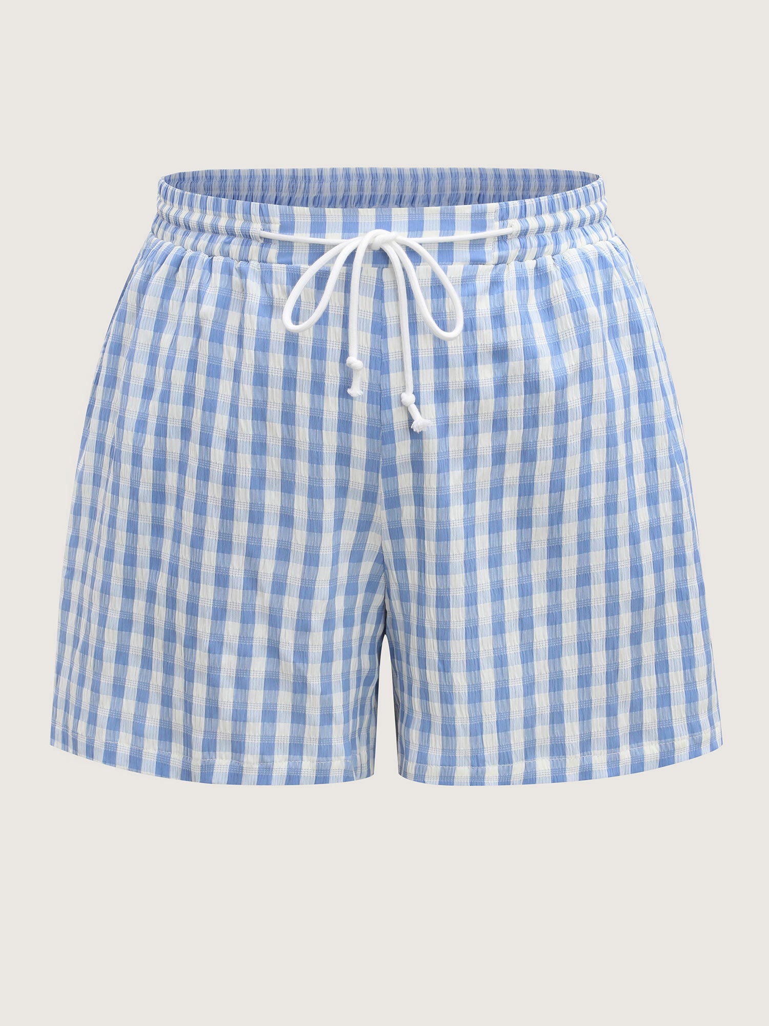 Plaid Print Drawstring Wide-Leg Shorts