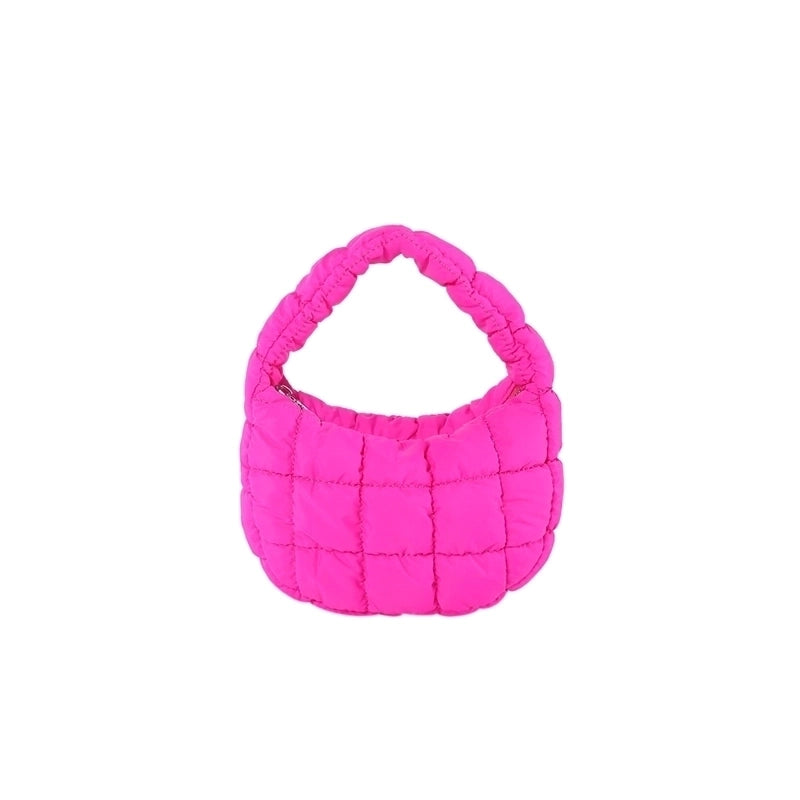 Women's Cotton Solid Color Basic Pillow Shape Zipper Shoulder Bag Handbag Underarm Bag