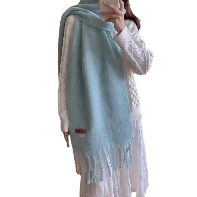 Women's Sweet Color Block Polyester Tassel Scarf