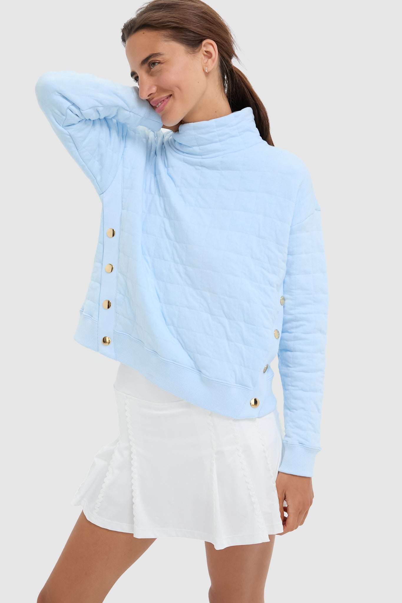 Light Blue Quilted Wright Funnel Neck
