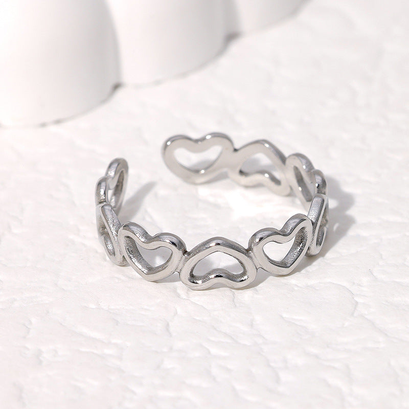 Open Ring Cute Heart Stainless Steel Electroplating Rings