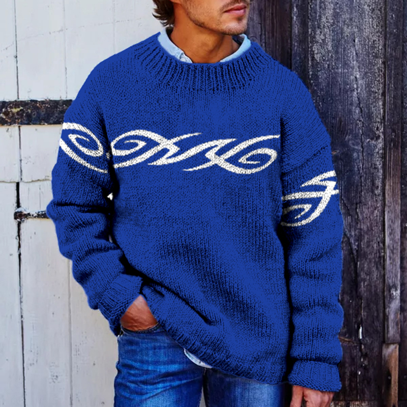 Curve Ethnic Jacquard Iceland Crew Neck Sweater