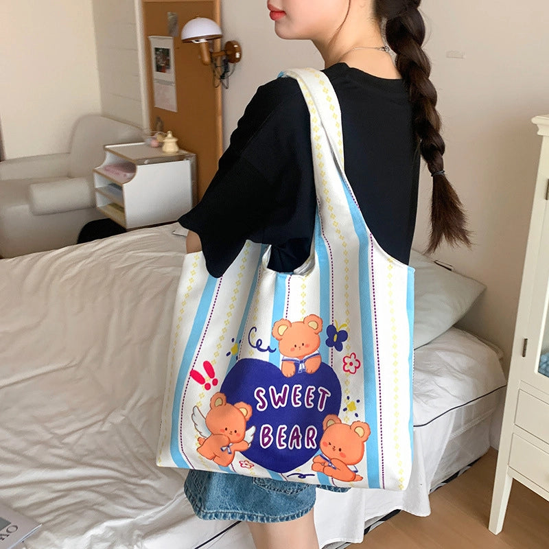 Women's Large Polyester Animal Letter Elegant Cute Streetwear Square Magnetic Buckle Tote Bag