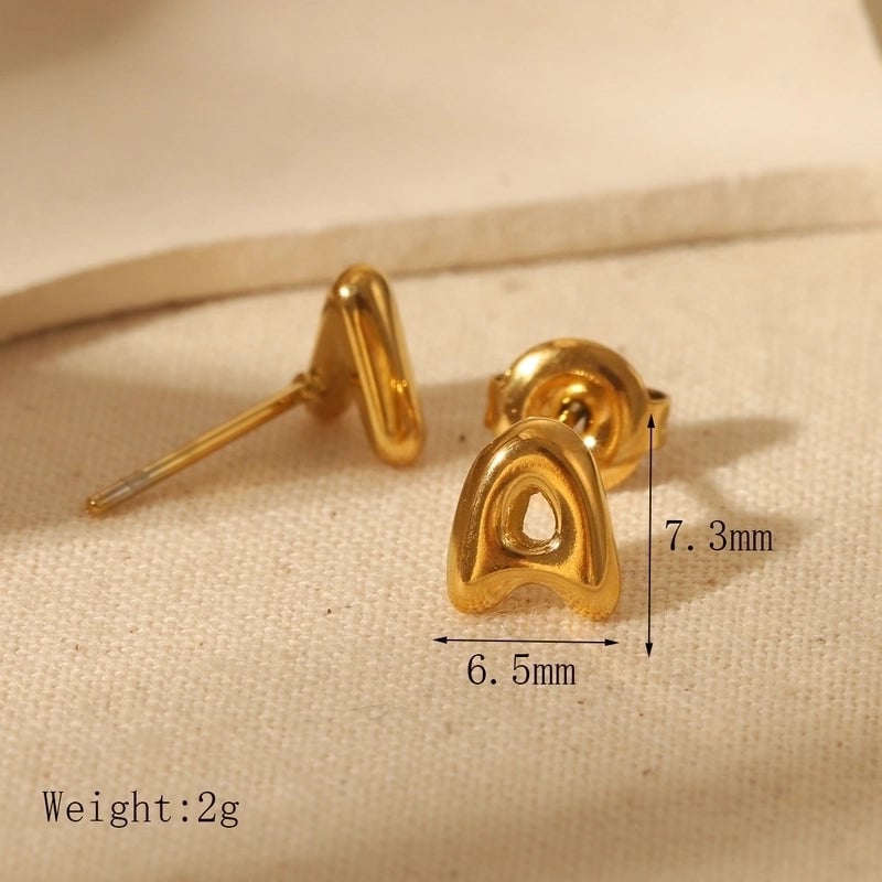 1 Pair Basic Minimalist Letter Solid Color 304 Stainless Steel 14K Gold Plated Ear Studs