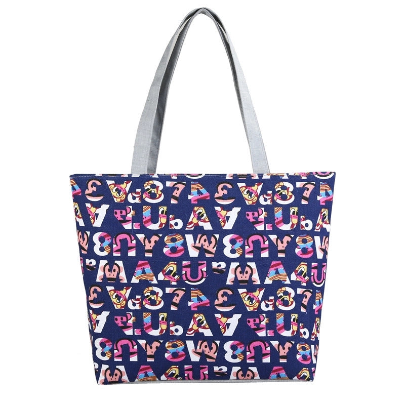 Women's Classic Style Flower Canvas Shopping Bags