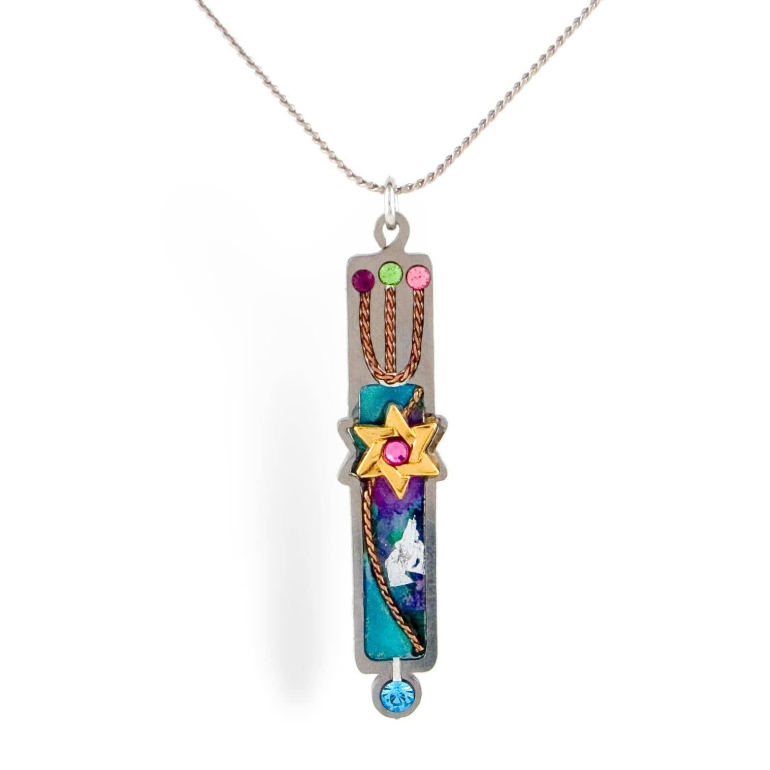 Seeka Purple and Blue Mezuzah Necklace