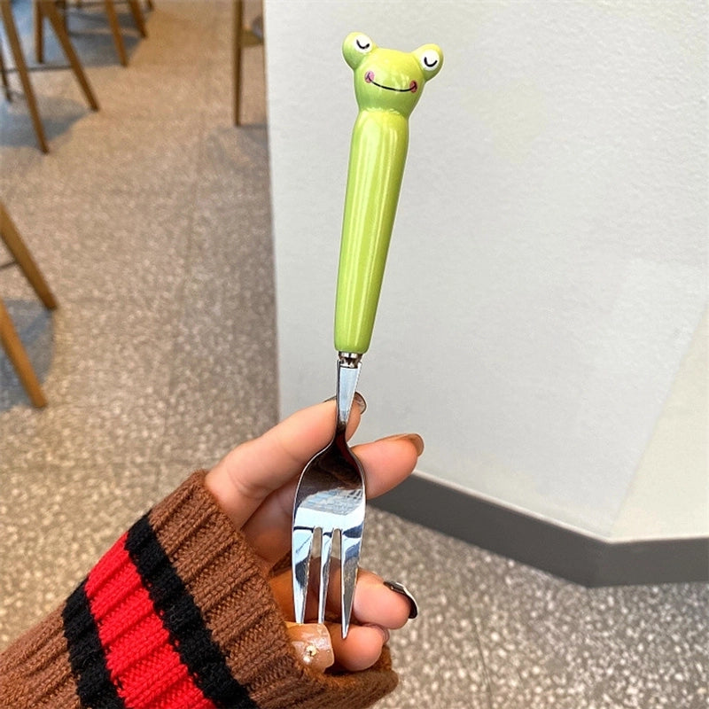 Cartoon Cute Frog Crocodile 430 Stainless Steel Ceramics Tableware