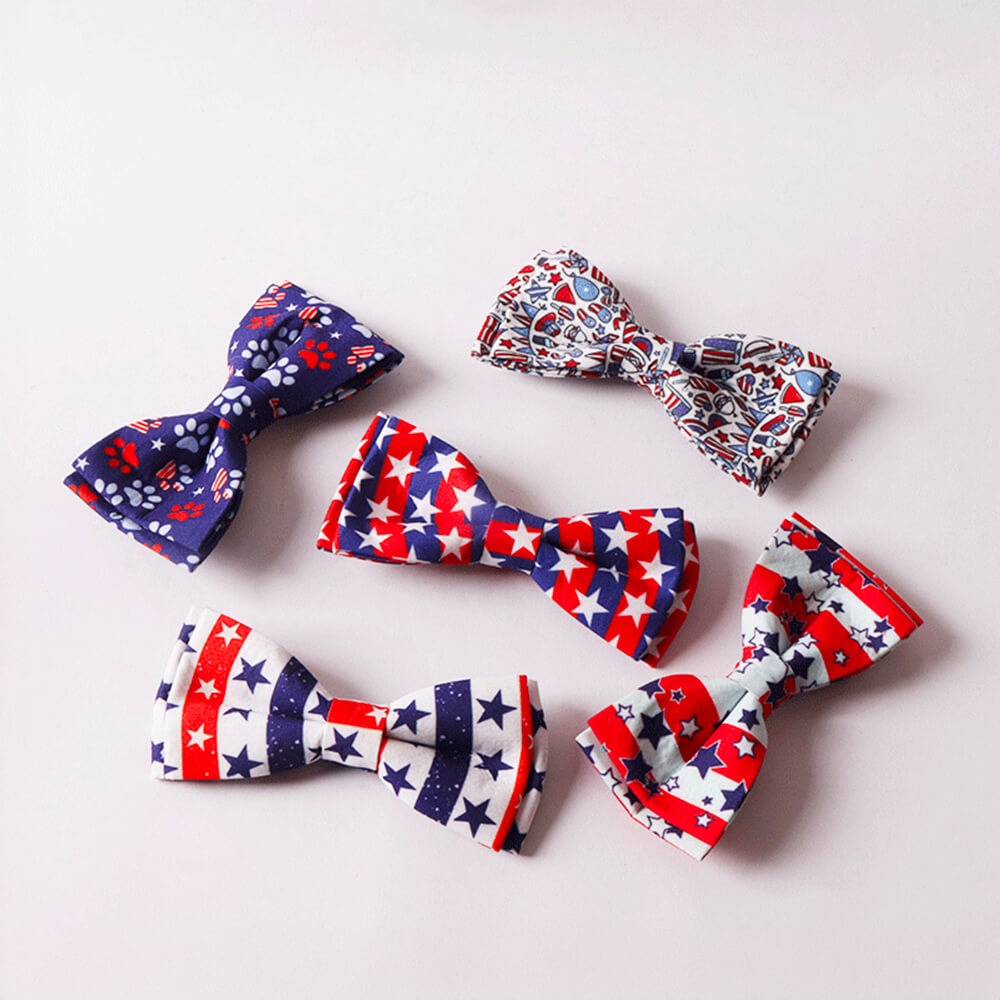 Fashion Dog Accessories American Flag Dog Collar with Bow