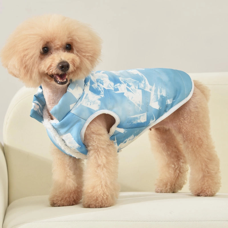 Autumn And Winter Pet Clothes With Velvet Padded Cotton-padded Jacket Teddy Bear Small And Medium-sized Dog Cotton-padded Jacket Warm Waterproof Vest