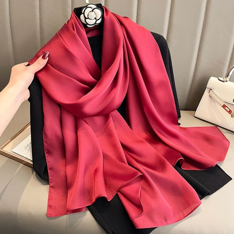 Women's Minimalist Classic Style Solid Color Imitated Silk Silk Scarf
