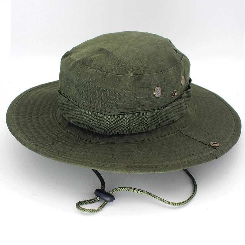 Adults Casual Solid Color Camouflage Flat Eaves Bucket Hat