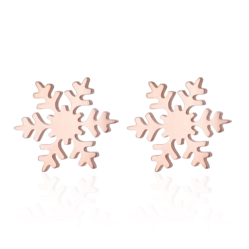1 Pair Fashion Snowflake Plating 304 Stainless Steel 18K Gold Plated Ear Studs