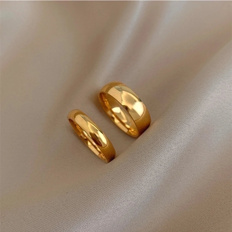 Minimalist Solid Color Titanium Steel 18K Gold Plated Plating Rings