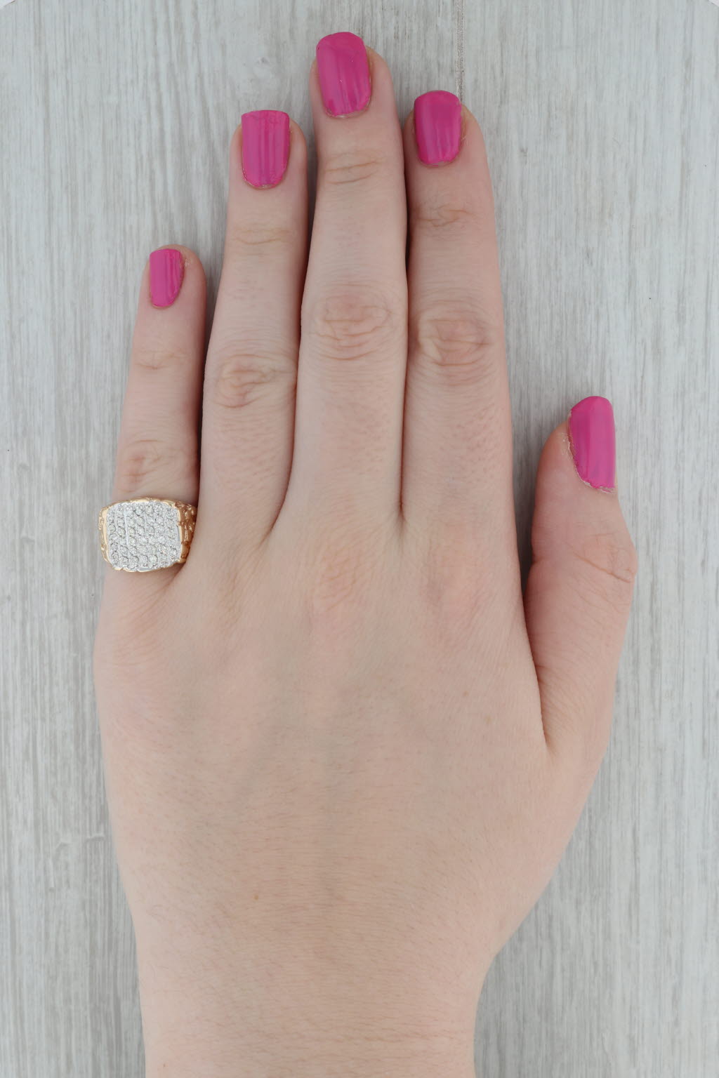0.40ctw Diamond 14k Yellow Gold Nuggt Ring Size 7.25