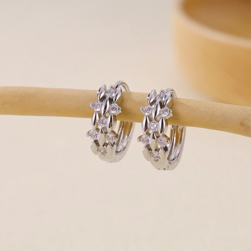 1 Pair Basic Minimalist Geometric Inlay Copper Zircon Earrings