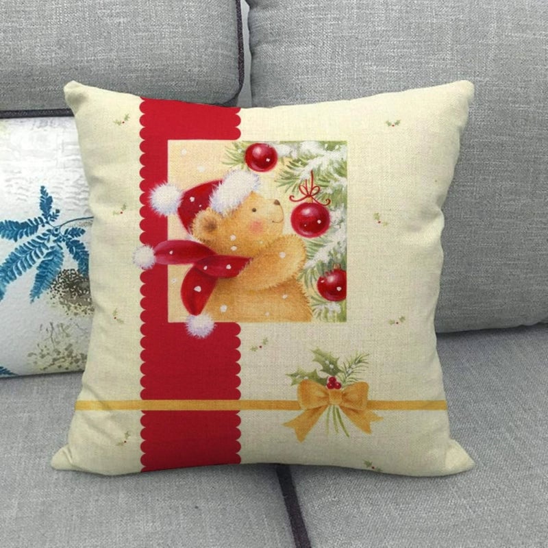 Christmas Casual Cartoon Linen Pillow Cases Couch & Sofa Decor