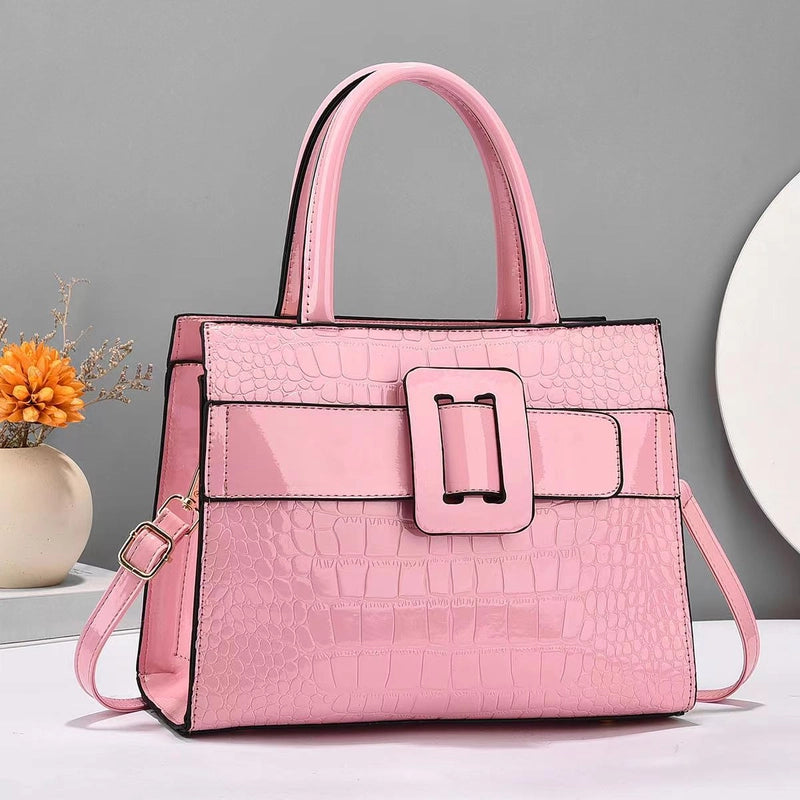 Women's Large Pu Leather Solid Color Crocodile Vintage Style Classic Style Zipper Tote Bag