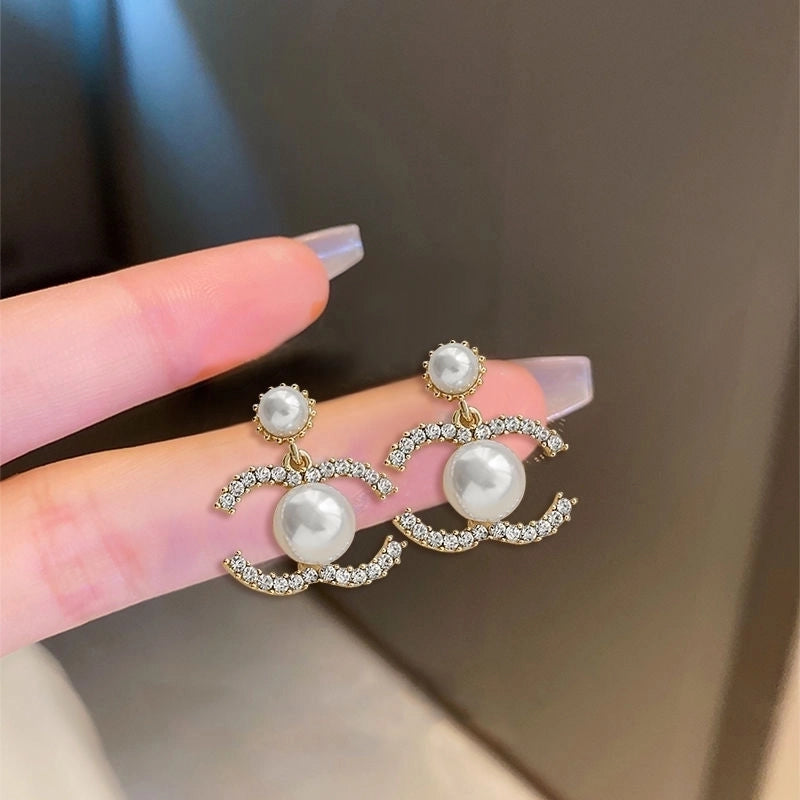 1 Pair Minimalist Round Inlay Alloy Zircon Ear Studs