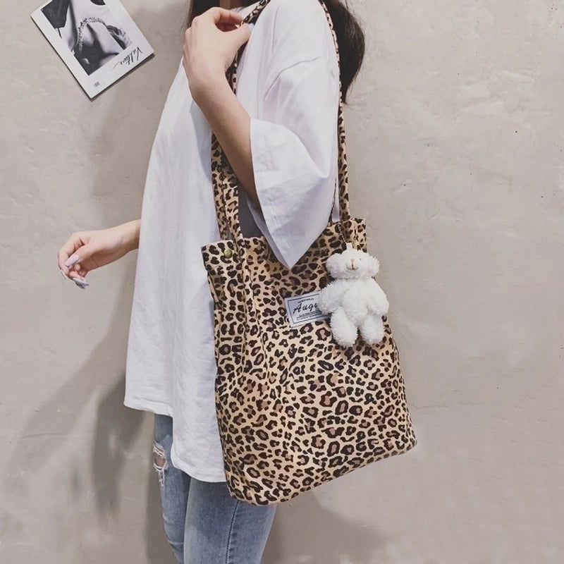 Women's Fashion Cheetah Print Nylon Shopping Bags
