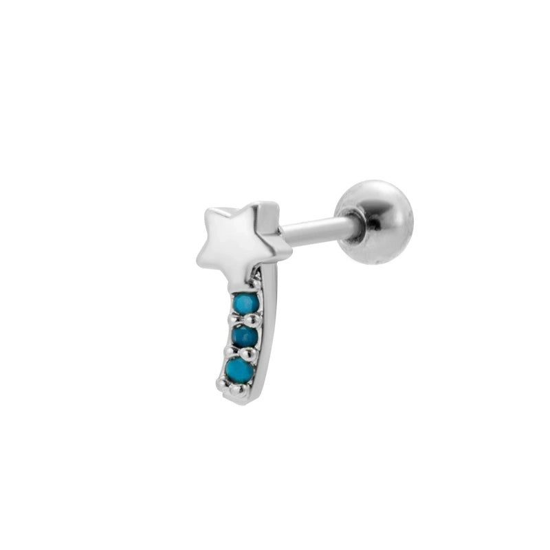 1 Piece Ear Cartilage Rings & Studs Sweet Heart Shape Flower 316L Stainless Steel  Copper Plating Inlay Zircon