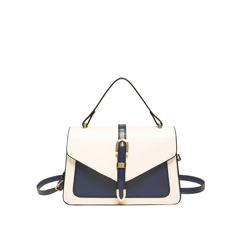 Women's Pu Leather Color Block Streetwear Square Flip Cover Shoulder Bag Handbag Crossbody Bag