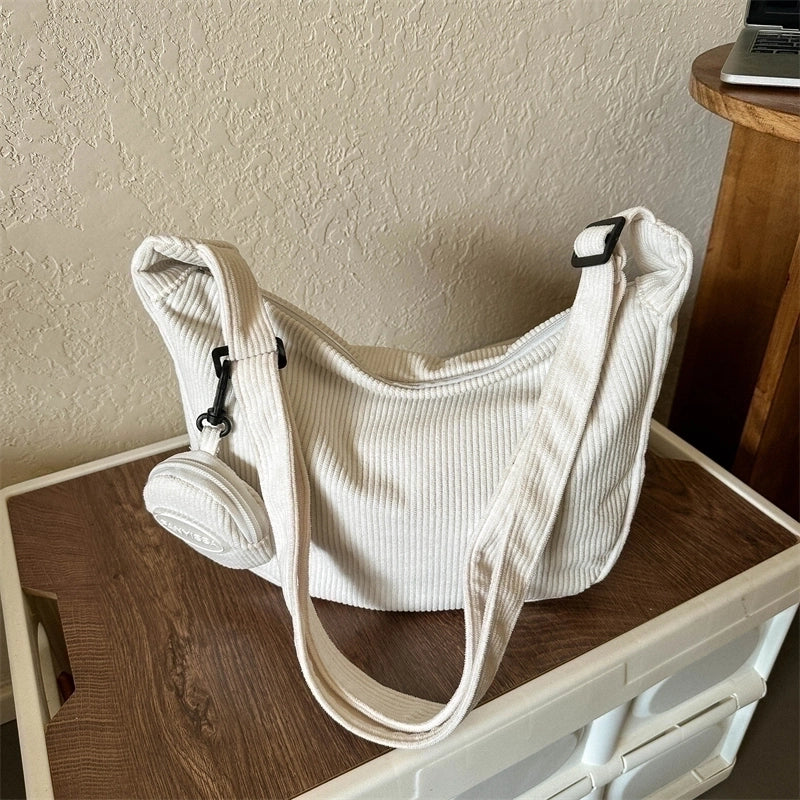 Women's All Seasons Canvas Solid Color Vintage Style Square Zipper Shoulder Bag